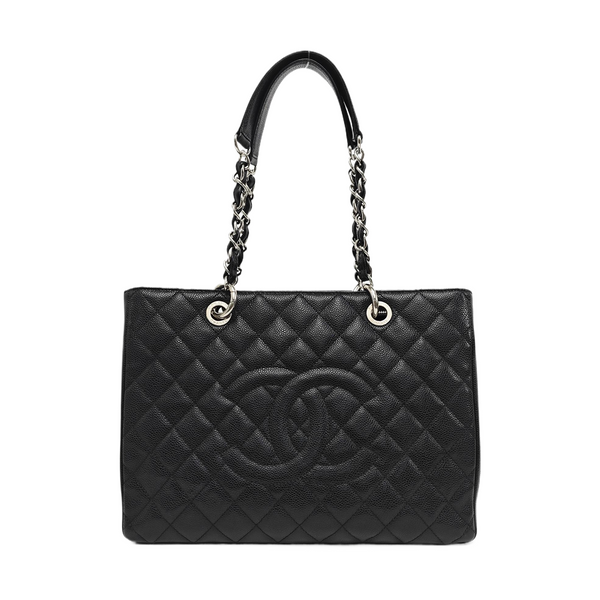 CHANEL GST Large Quilted Grained Calfskin Black