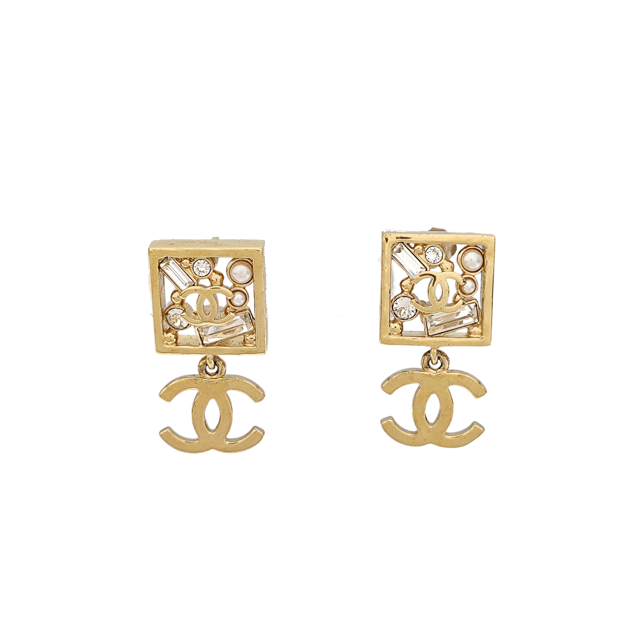 CC Logo Metal Gold Earrings