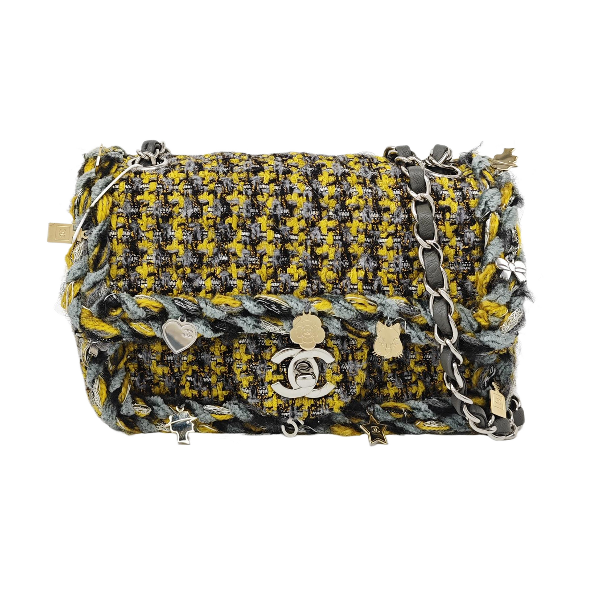 CLASSIC FLAP Medium Quilted Wool Yellow
