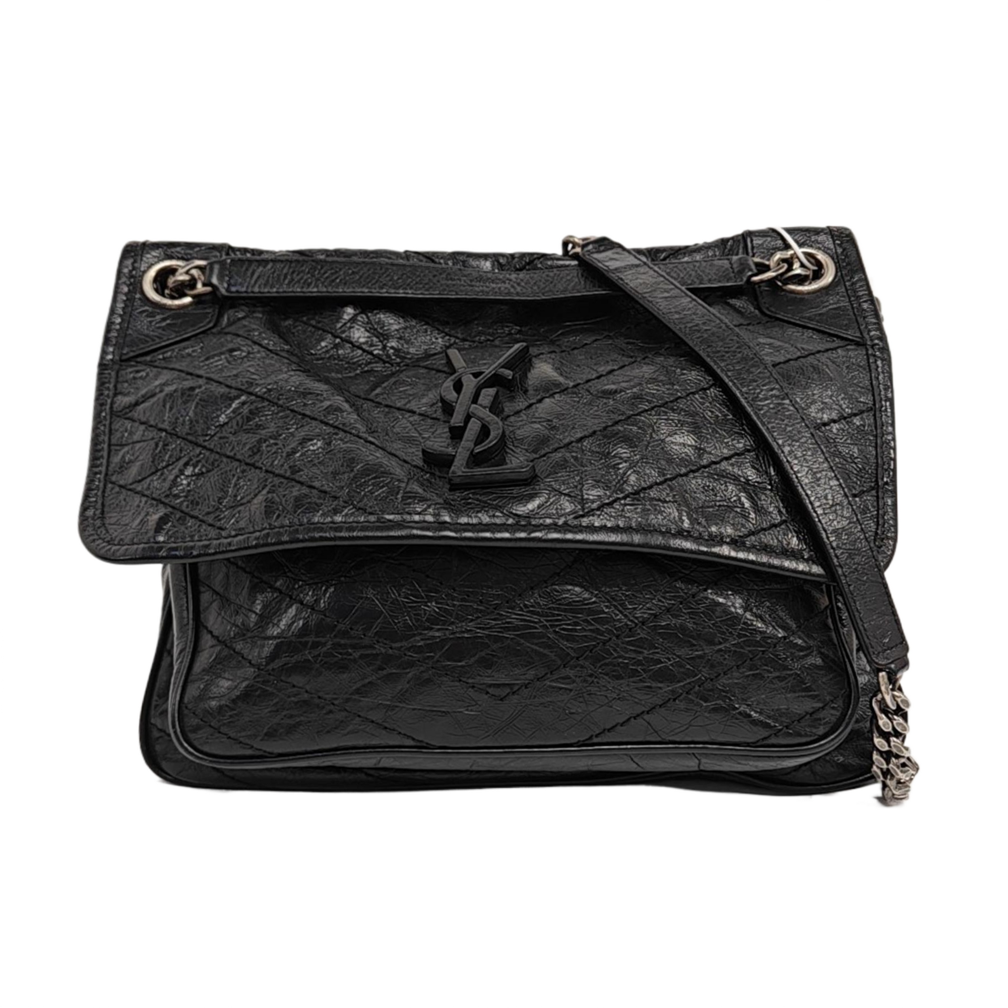NIKI Medium Chevron Calfskin Black