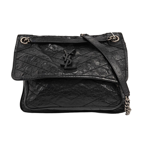 NIKI Medium Chevron Calfskin Black