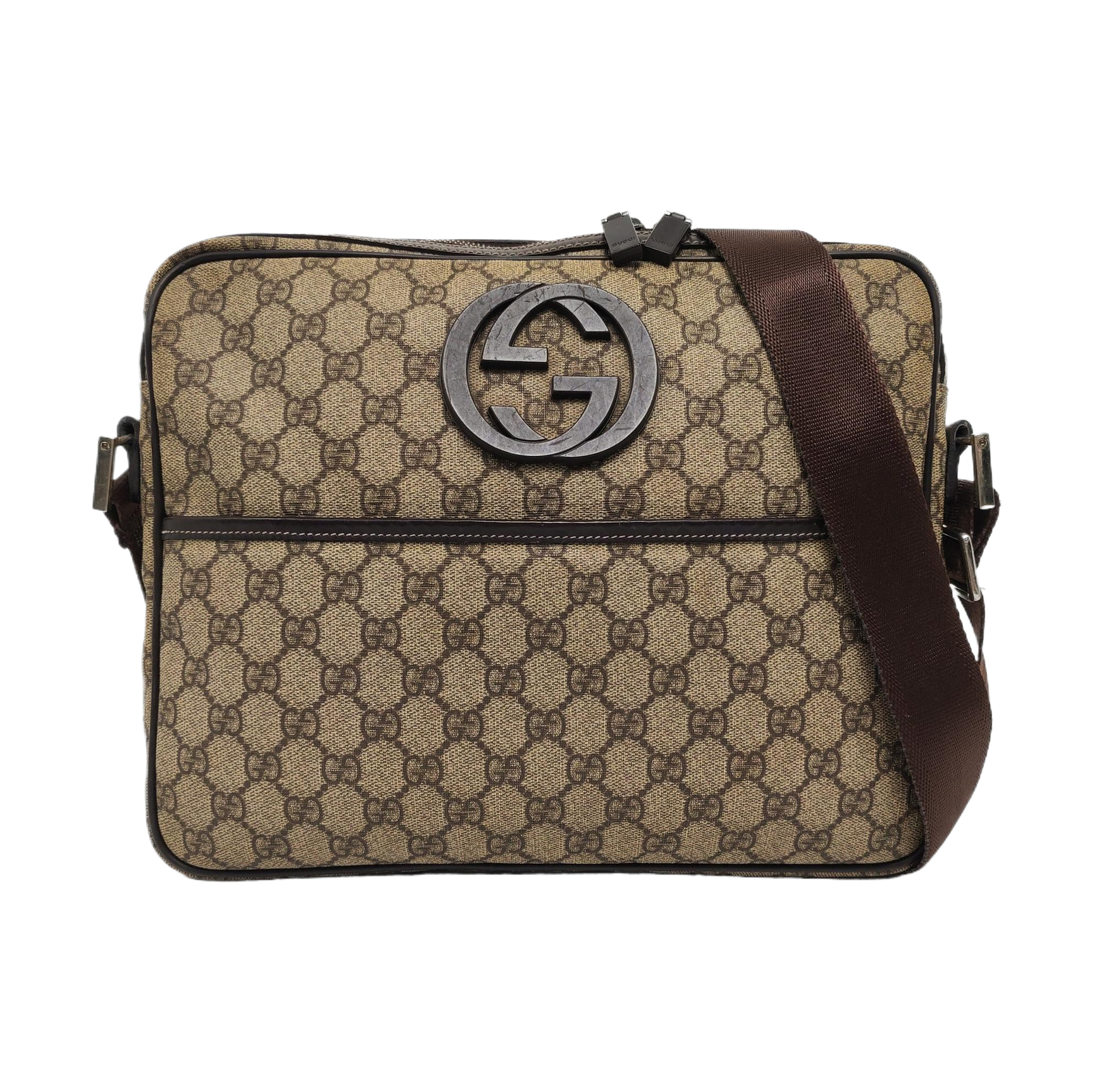 Monogram Coated Canvas Crossbody Bag Beige