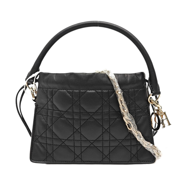 Cannage Lambskin Shoulder Bag Black