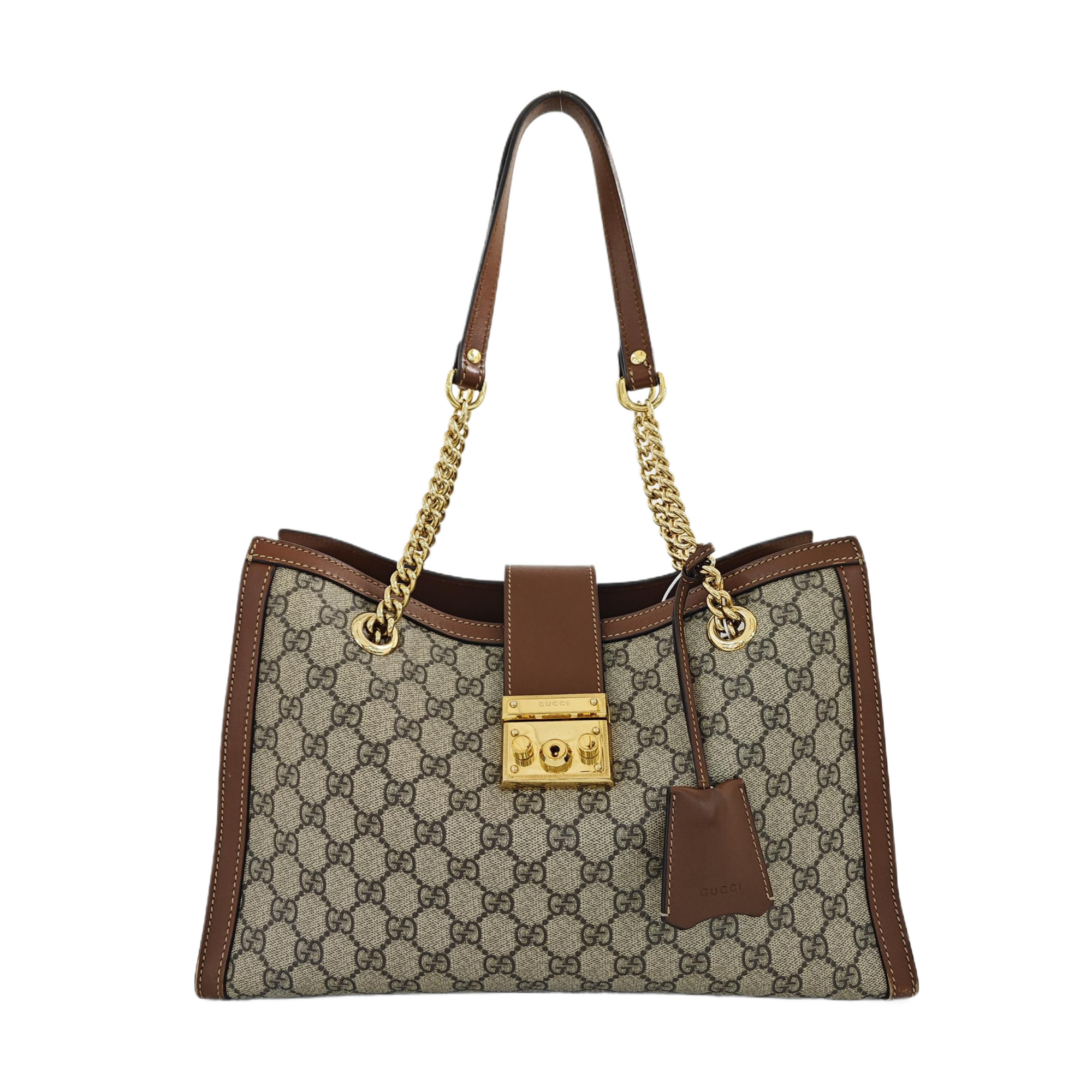 Padlock Medium Monogram Coated Canvas Beige