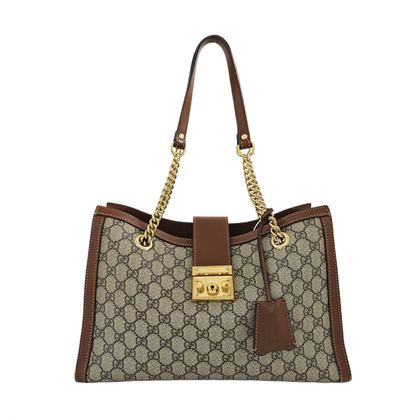 Padlock Medium Monogram Coated Canvas Beige