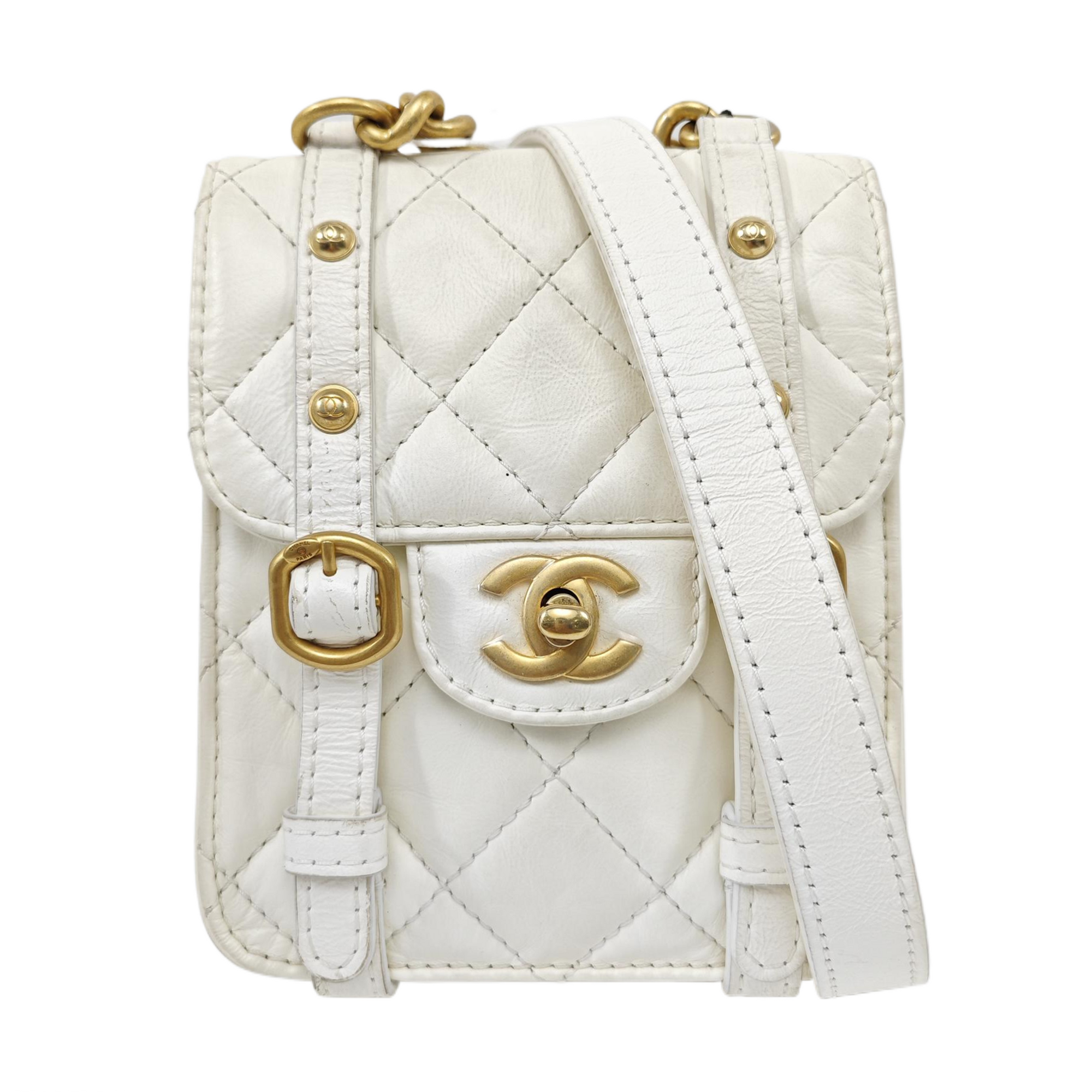 Quilted Calfskin Shoulder Bag Mini White