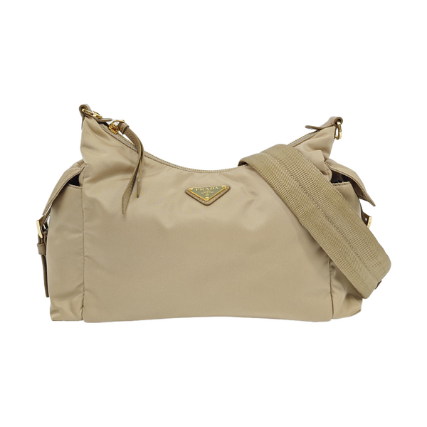 Nylon Top Handle Bag Brown