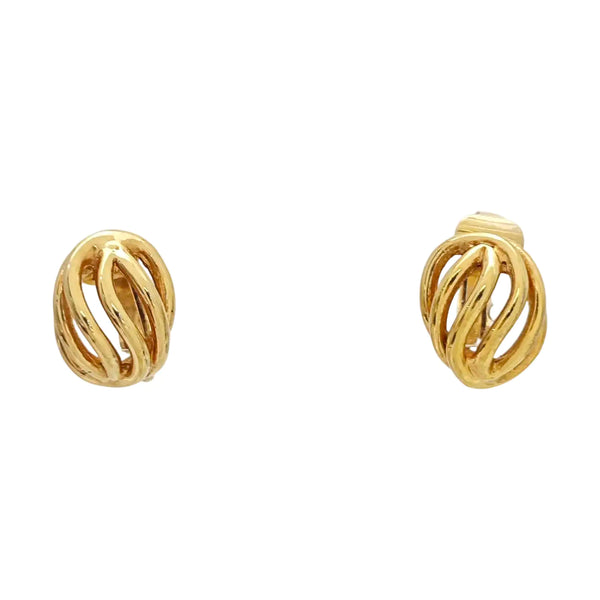 Twist Round Metal Gold Clip On Earrings