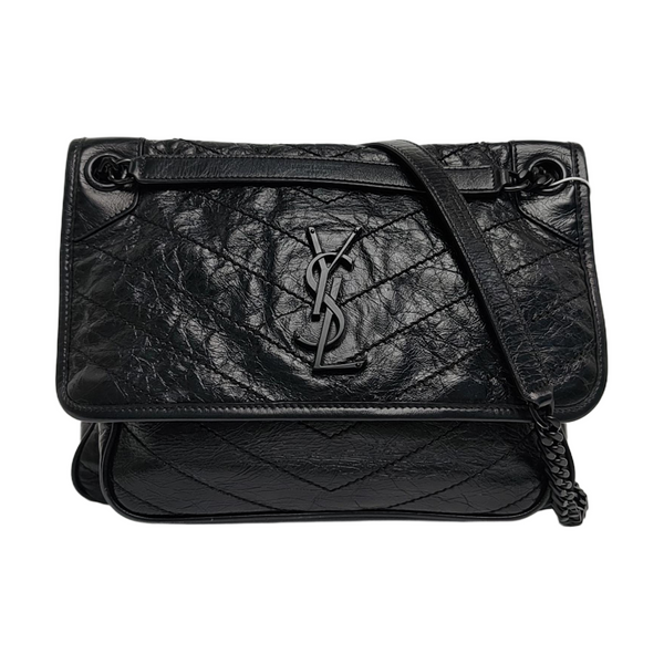 NIKI Medium Chevron Calfskin Black