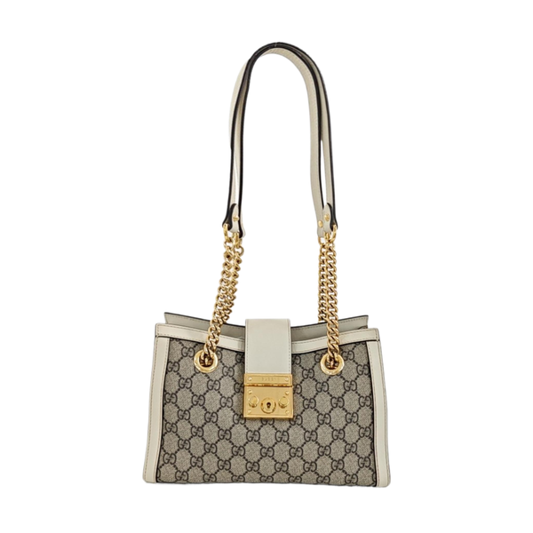 Padlock Small Monogram Coated Canvas Beige