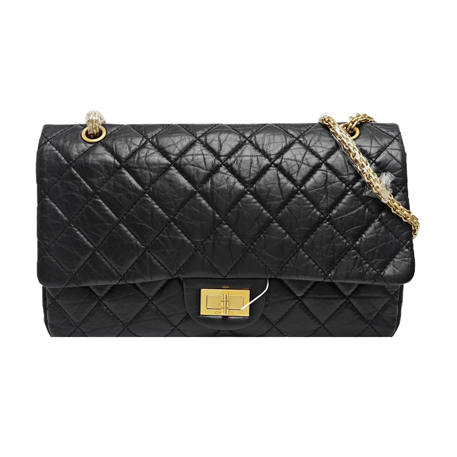 2.55 Maxi Quilted Waxed Cafskin Black