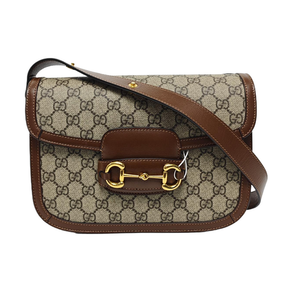 Horsebit 1955 Medium Monogram Coated Canvas Beige