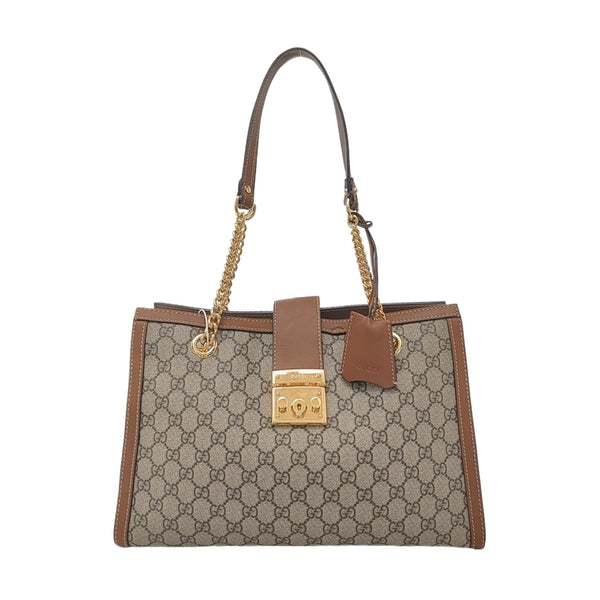 Padlock Medium Monogram Coated Canvas Beige