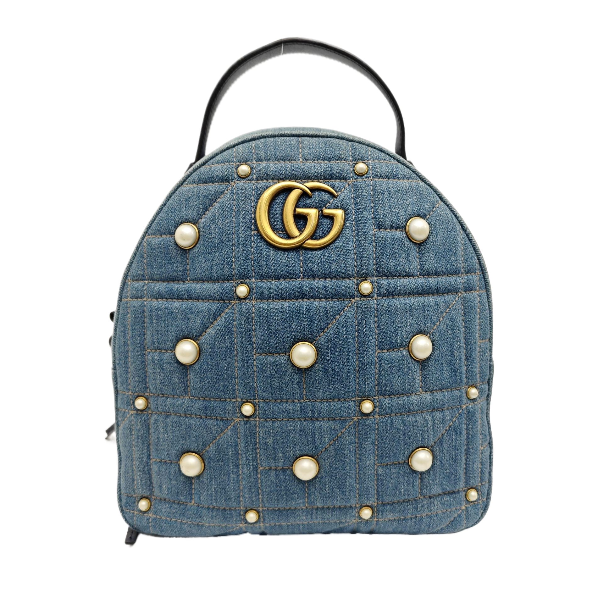 GG Marmont Small Quilted Denim Blue