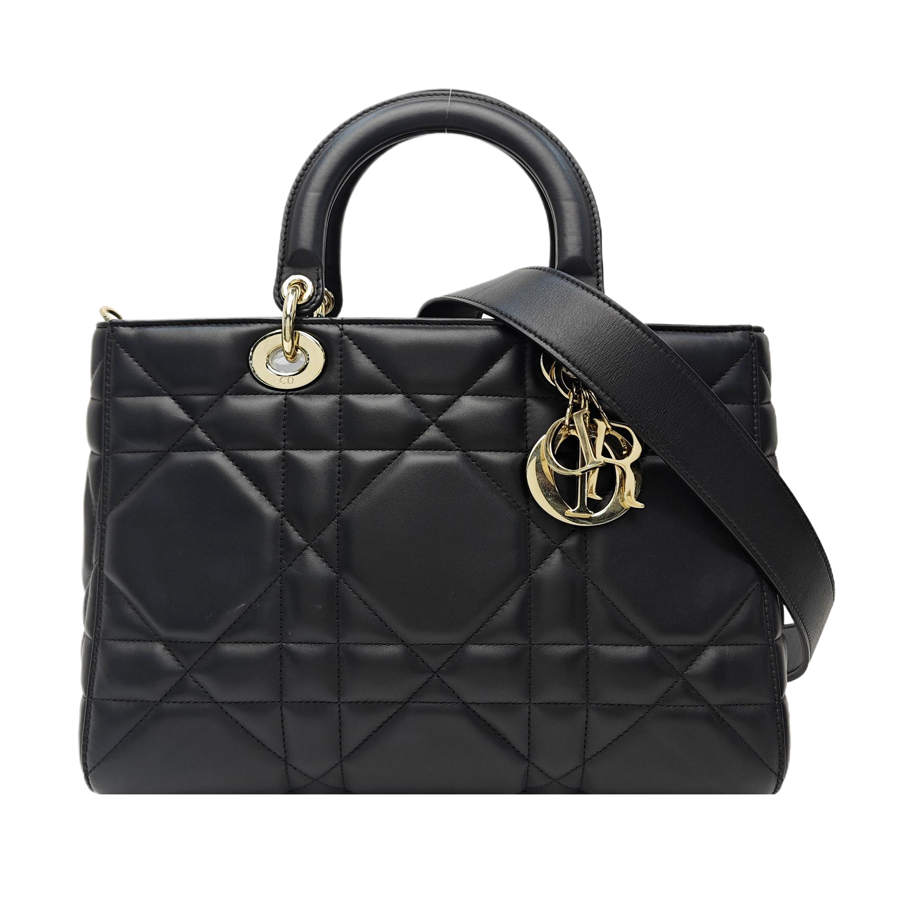 Lady D-Sire Medium Cannage Calfskin Black