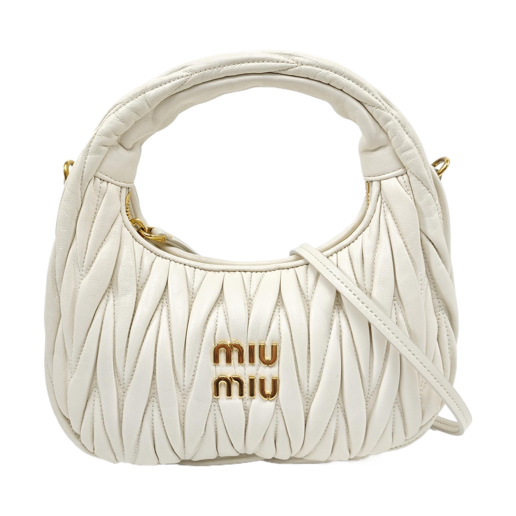 Wander Matelassé Small Quilted Lambskin White