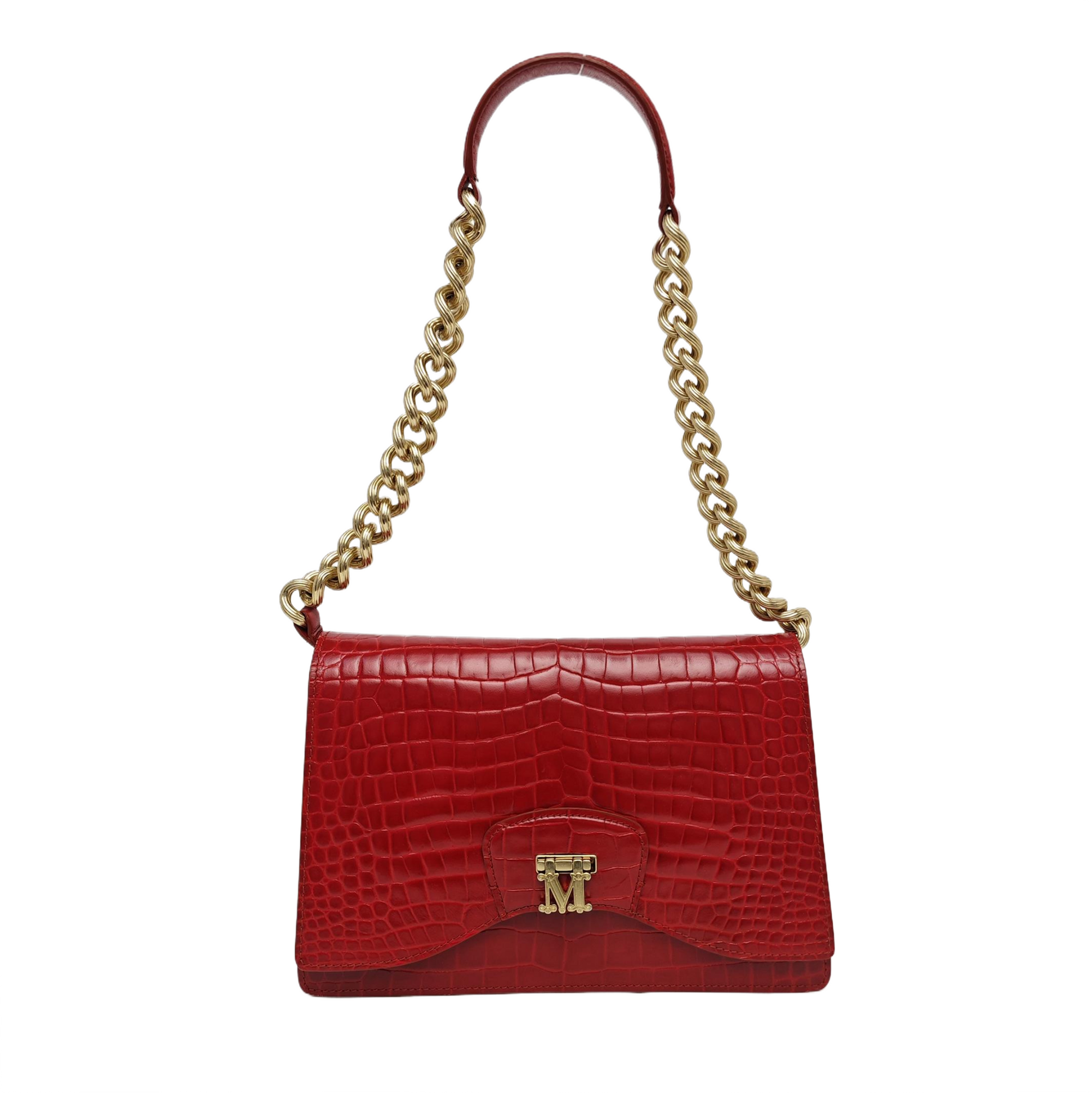 Calfskin Top Handle Bag Small Red