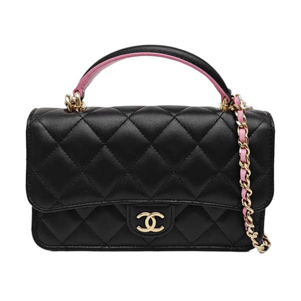 WOC Mini Quilted Lambskin Black