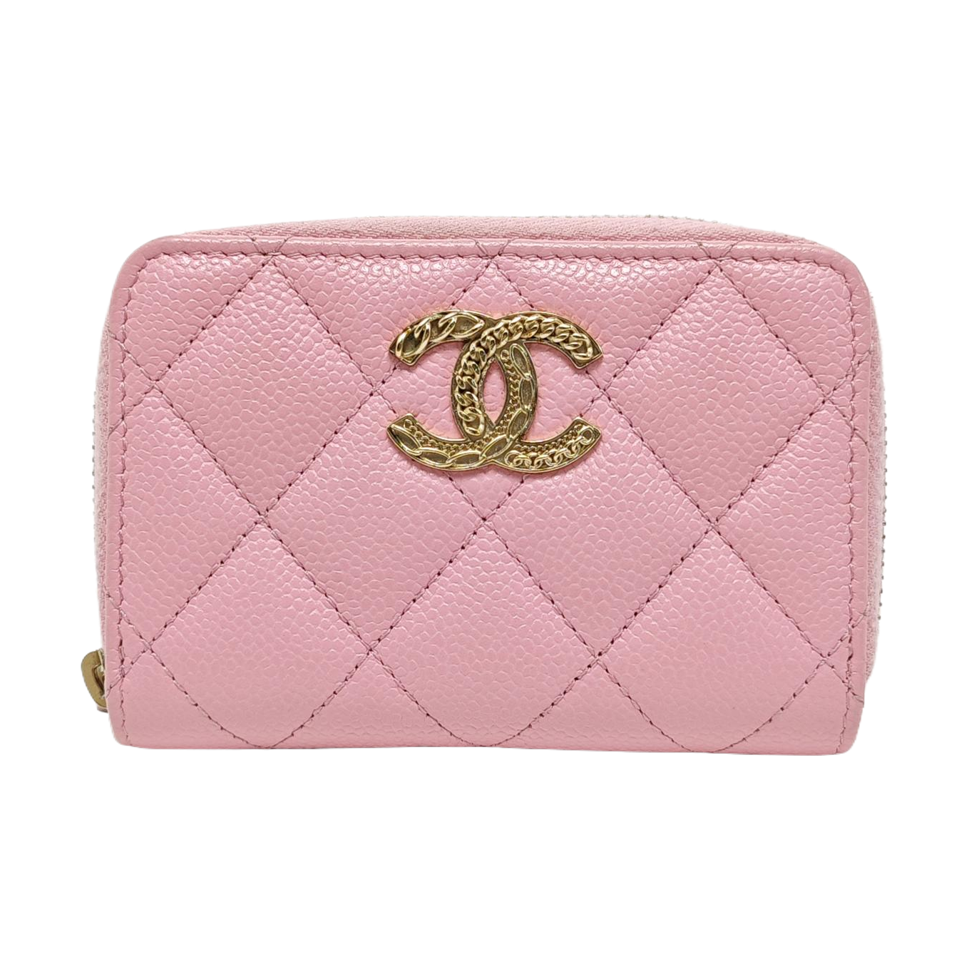 Quilted Grained Calfskin Wallet Pink