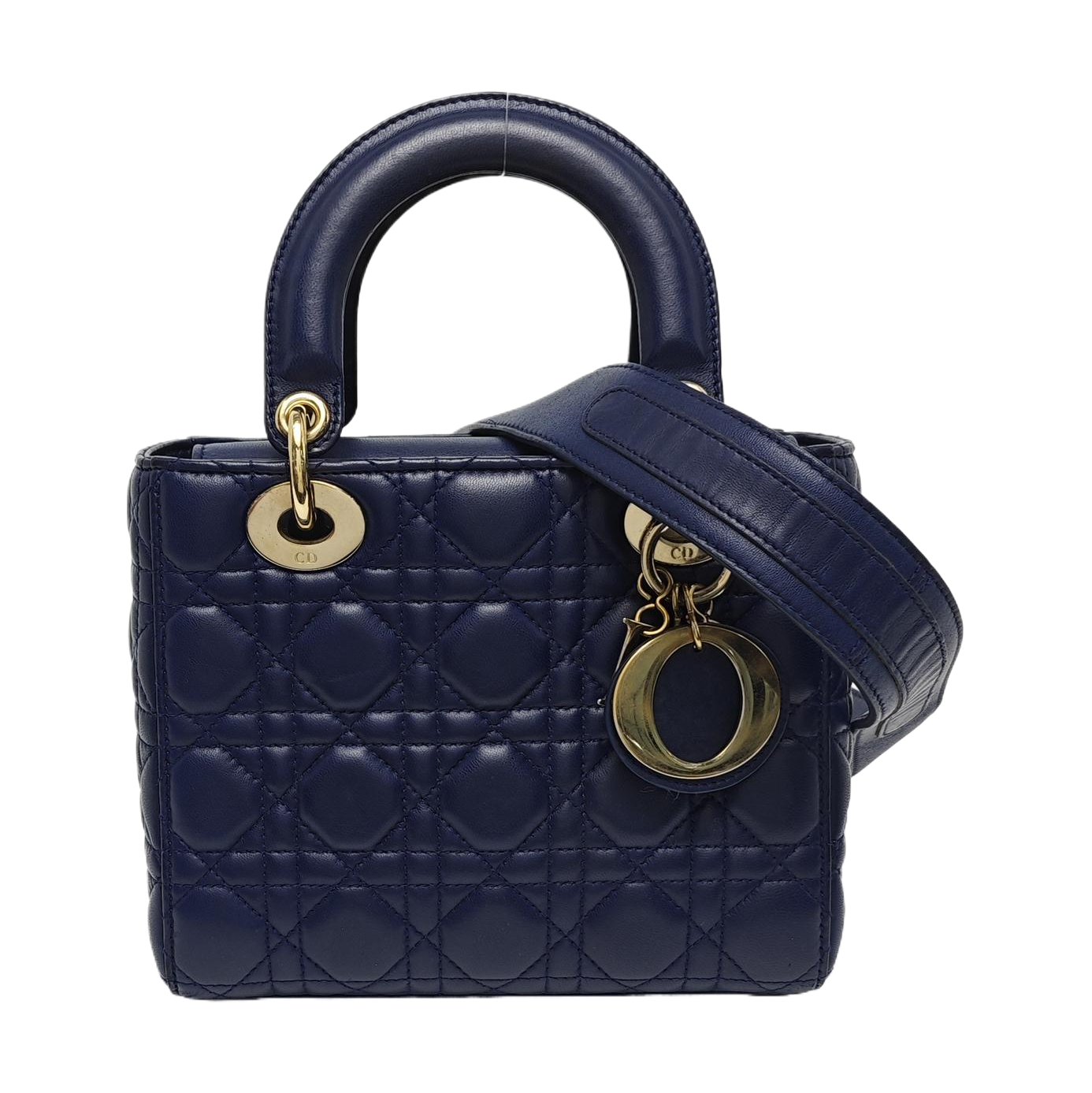 Authenticated pre-owned  Lady Dior Small Cannage Lambskin Blue - Tote Bag at Looply