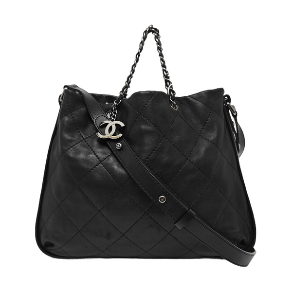 Quilted Lambskin Tote Bag Black