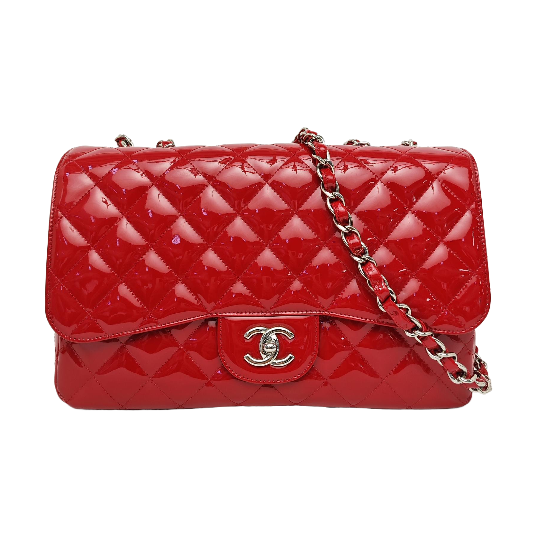 CLASSIC FLAP Jumbo Quilted Patent Leather Red