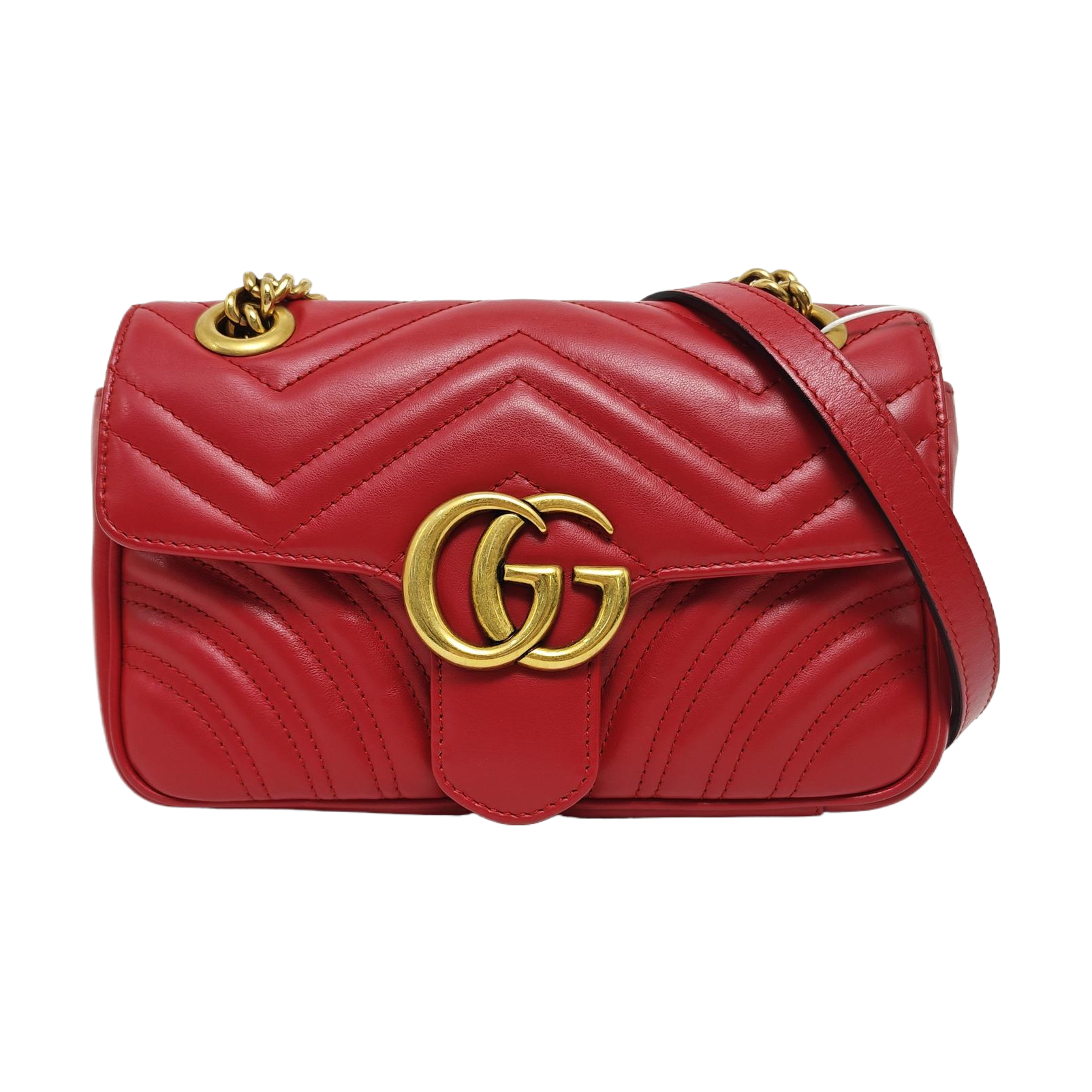 GG Marmont Small Quilted Calfskin Red