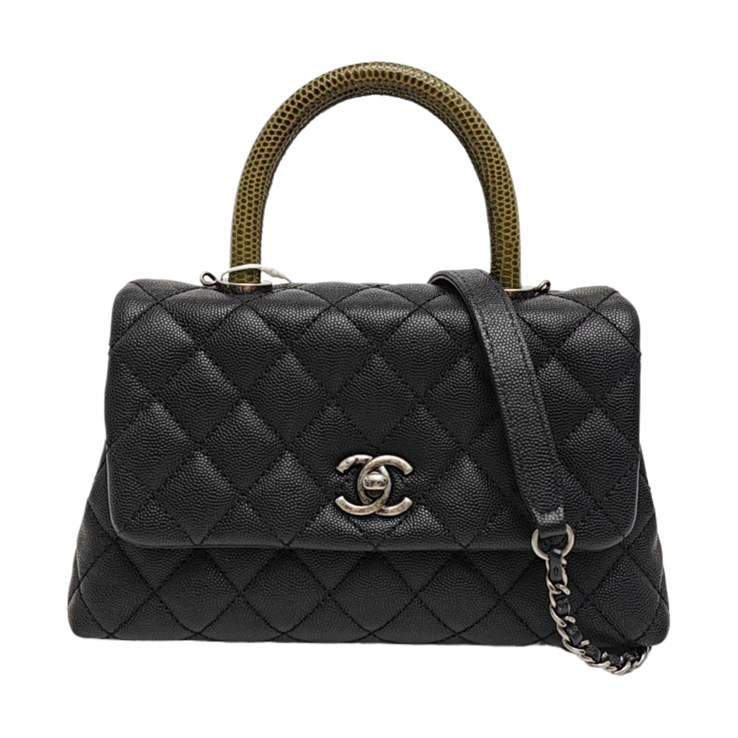 COCO HANDLE Small Quilted Grained Calfskin Black