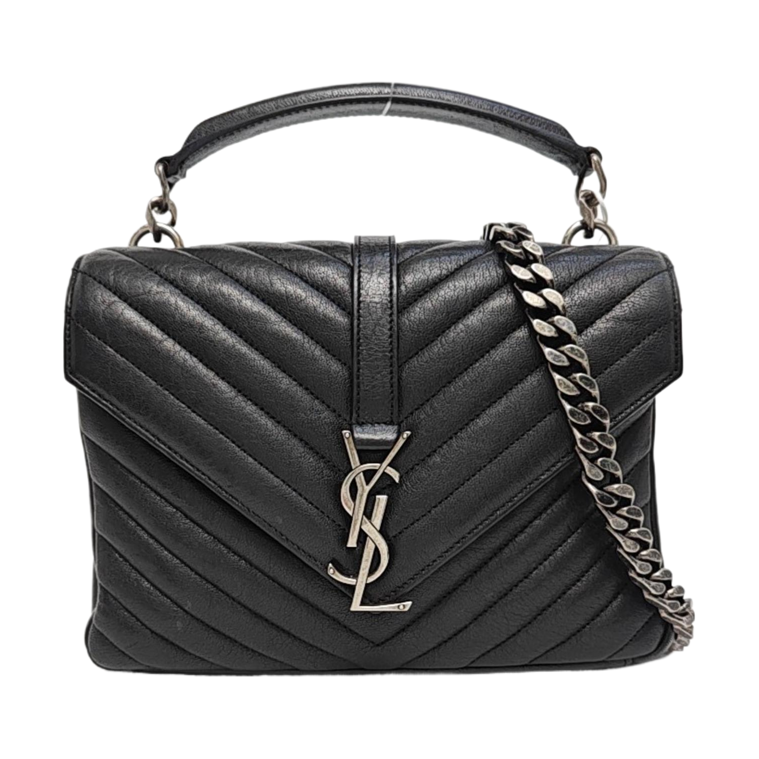 Authenticated pre-owned  COLLEGE Medium Chevron, Quilted Lambskin Black - Shoulder Bag at Looply