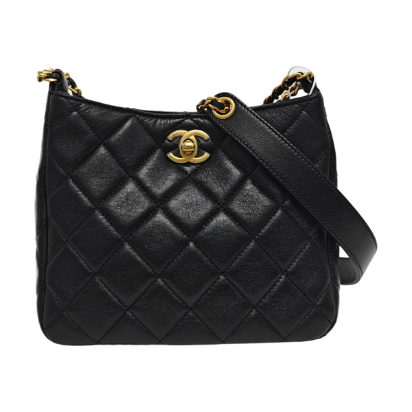 23A HOBO Quilted Lambskin Black
