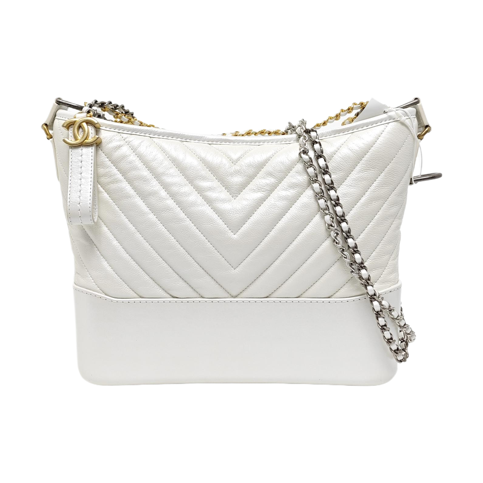 Authenticated pre-owned  GABRIELLE Medium Chevron, Quilted Calfskin White - Shoulder Bag at Looply