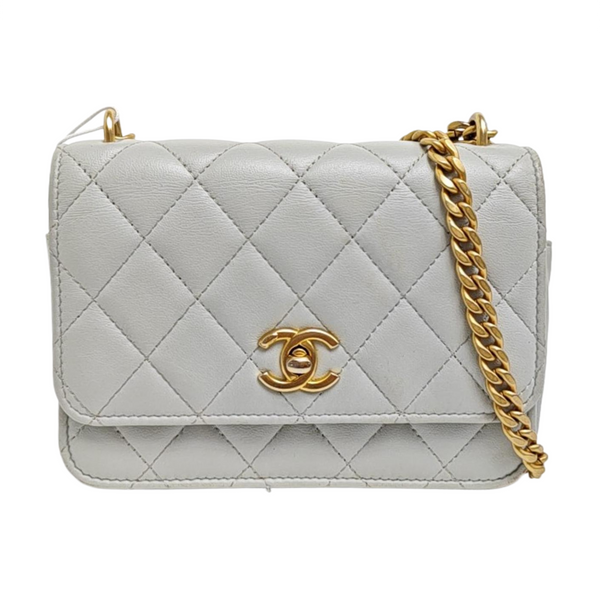 Quilted Lambskin Shoulder Bag Blue