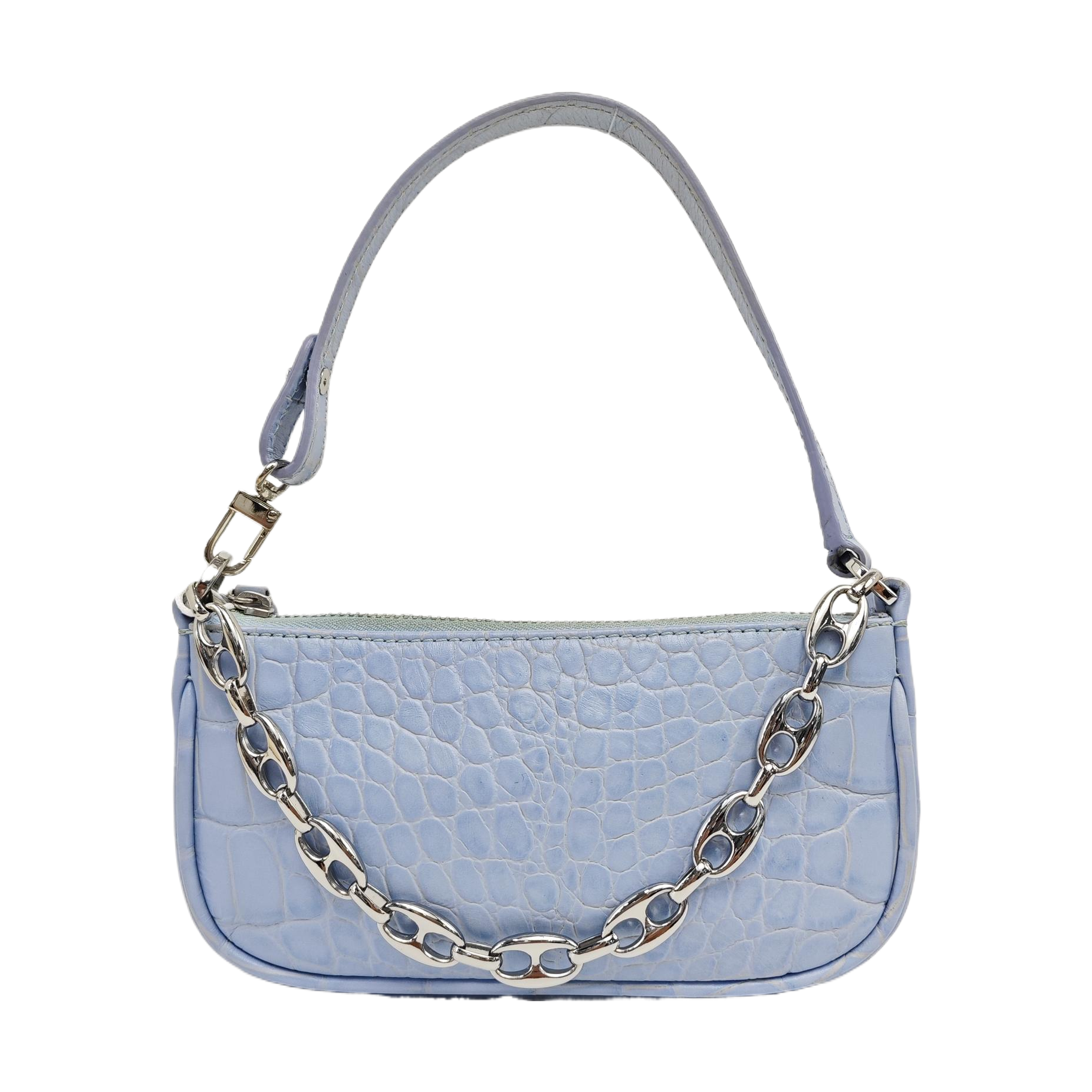 Leather Top Handle Bag Blue