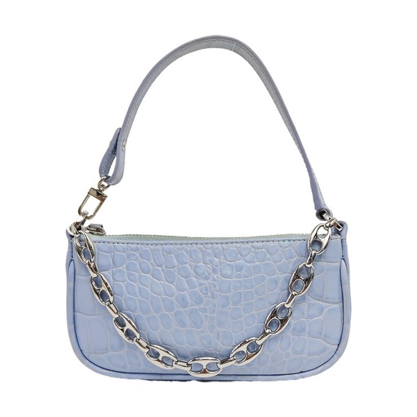 Leather Top Handle Bag Blue