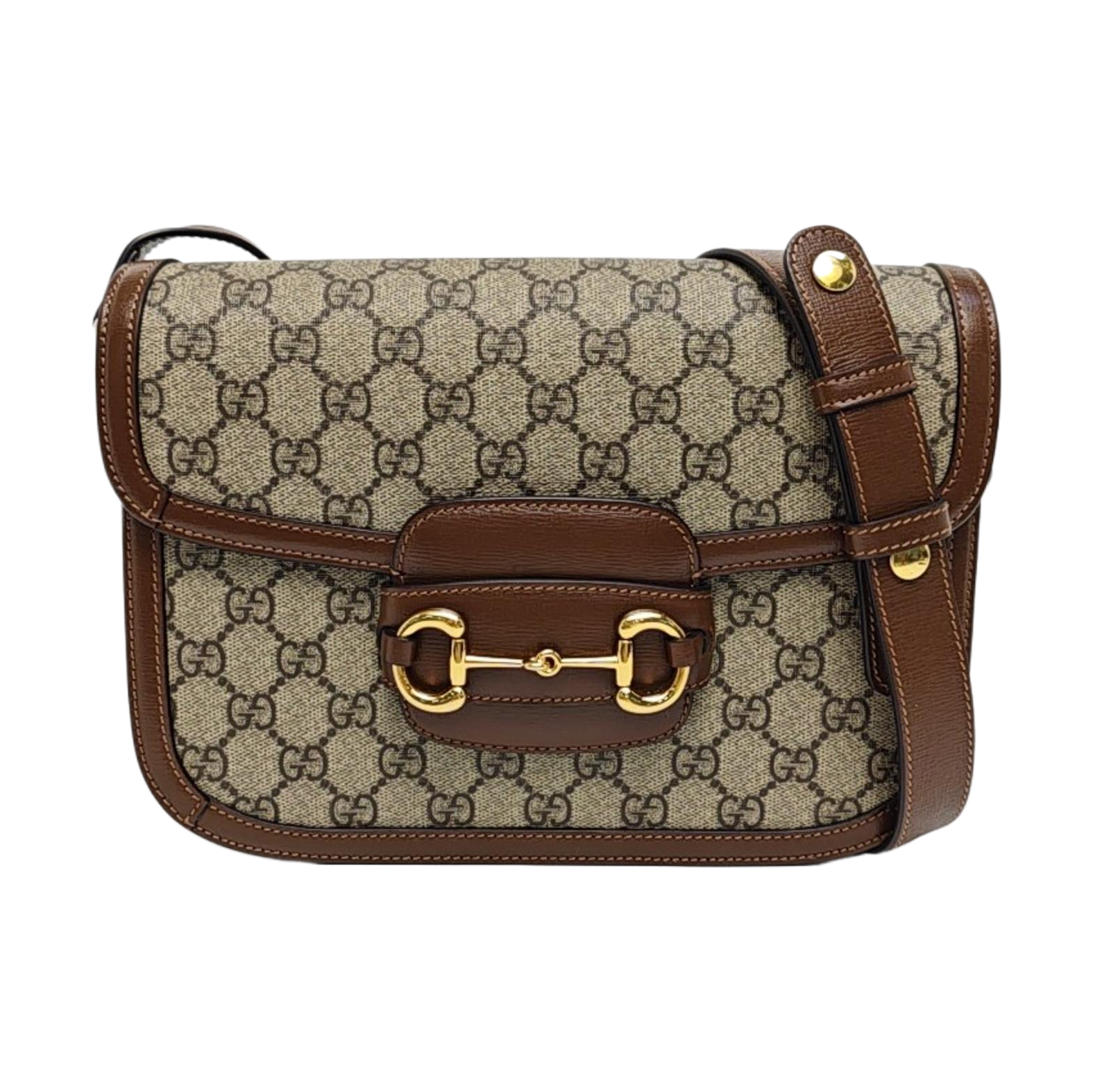 Horsebit 1955 Medium Monogram Coated Canvas Beige