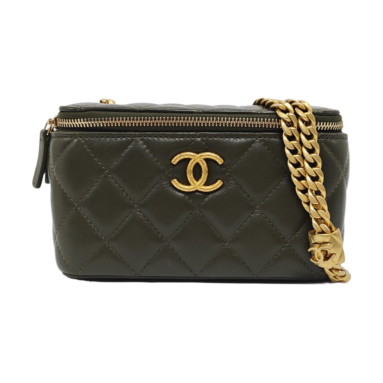 VANITY CASE Small Quilted Lambskin Green