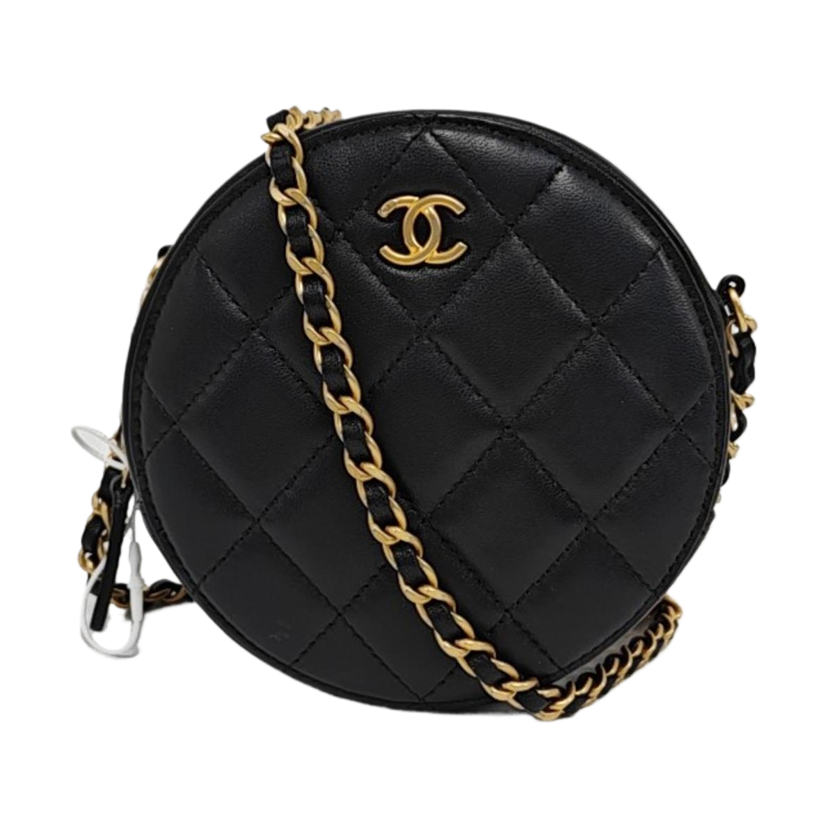 ROUND Quilted Lambskin Black