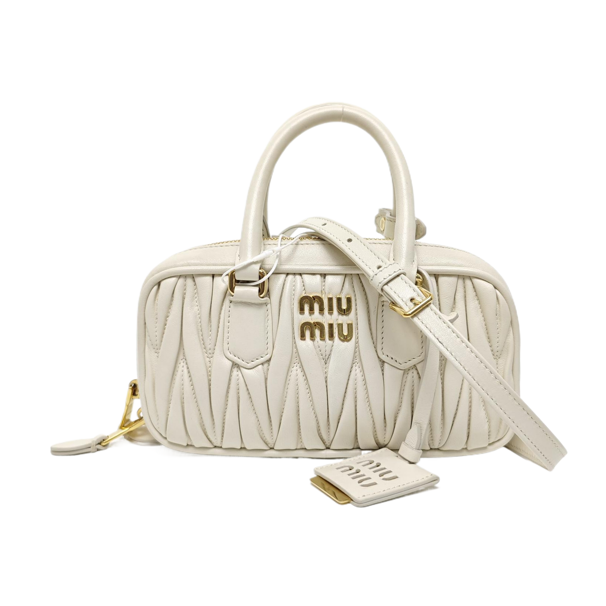 Arcadie Matelassé Mini Quilted Lambskin White