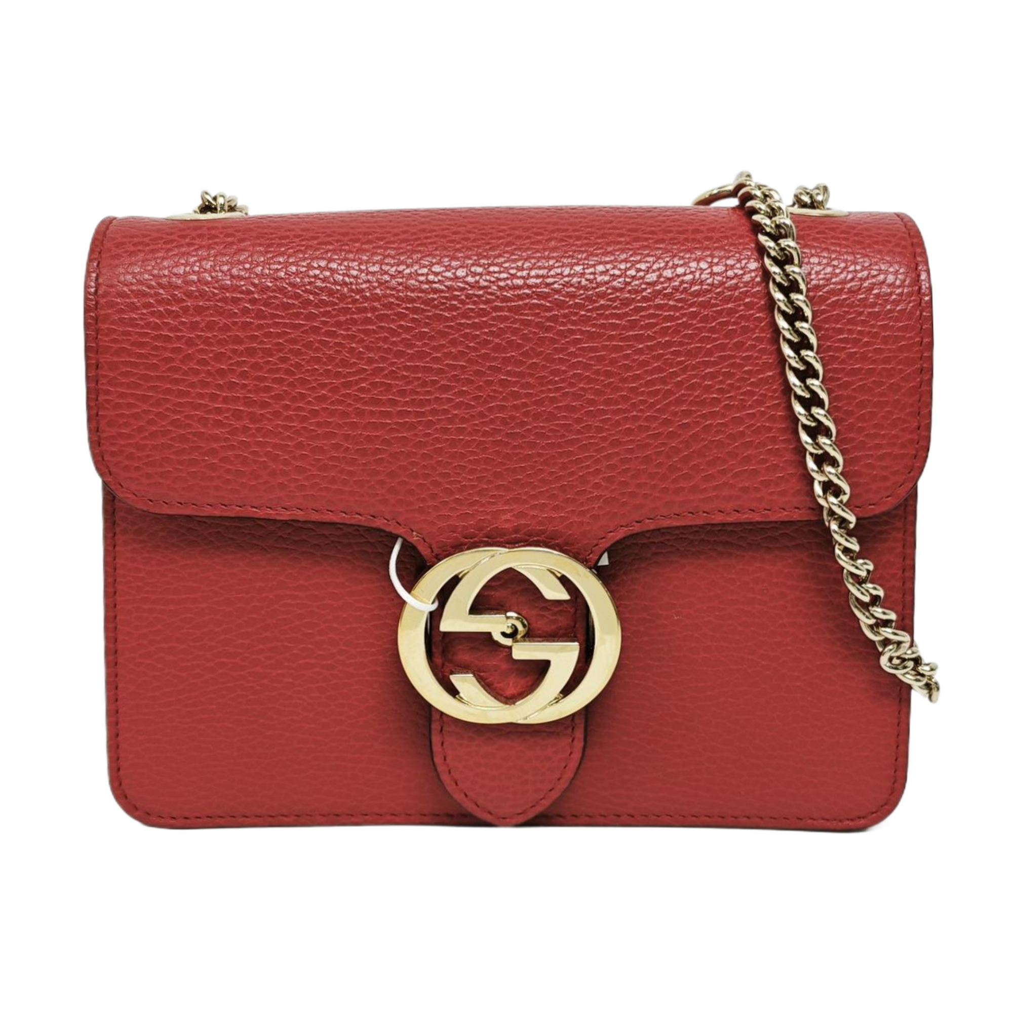Interlocking G Small Calfskin Red