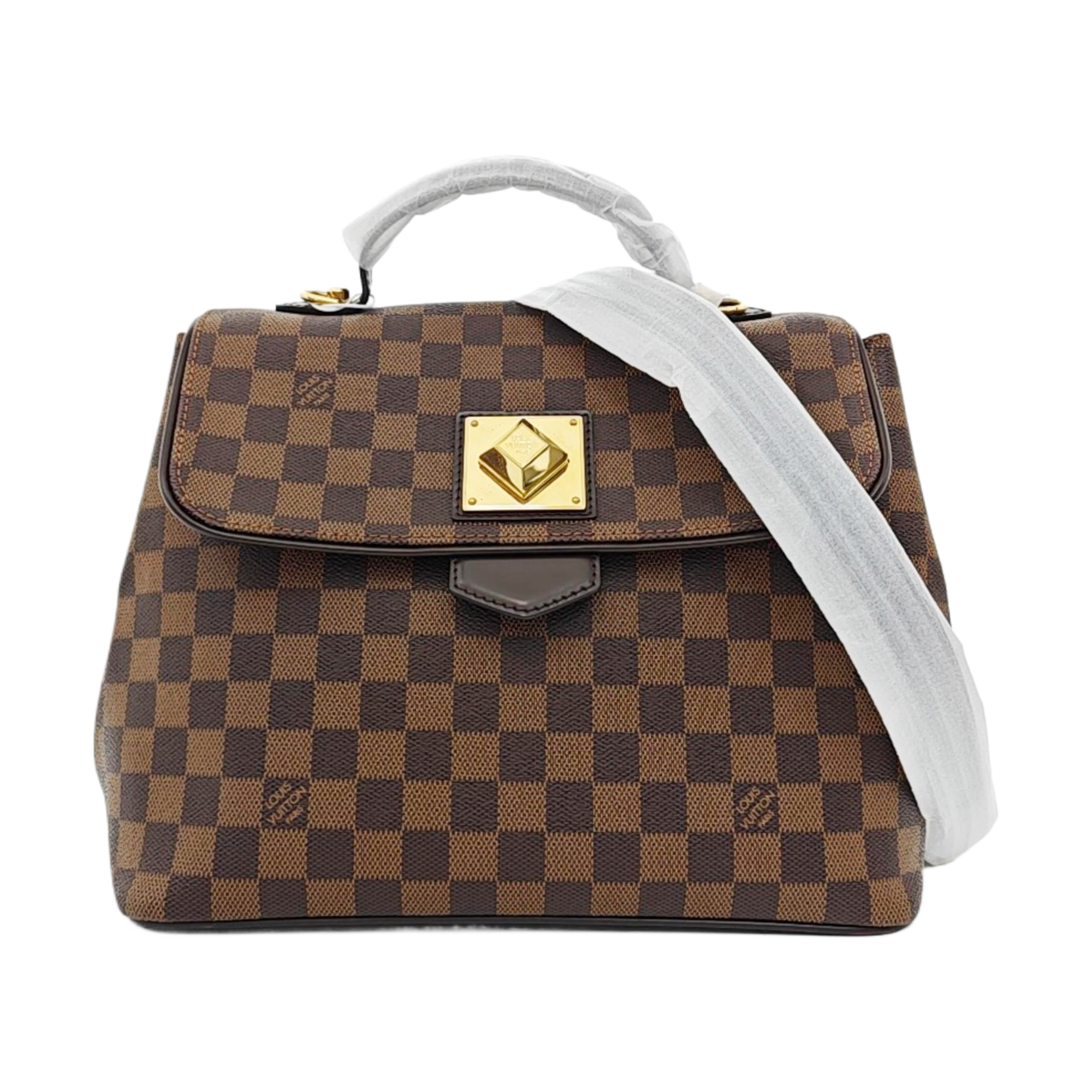 BERGAMO MM Damier Ebene Coated Canvas Brown