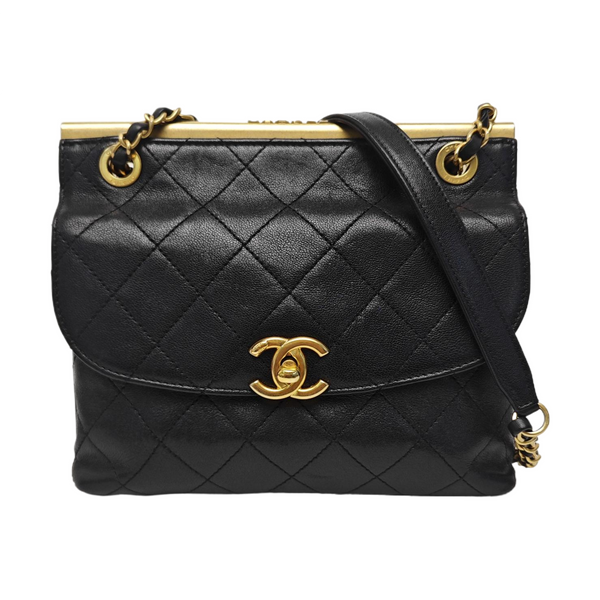Quilted Calfskin Shoulder Bag Black