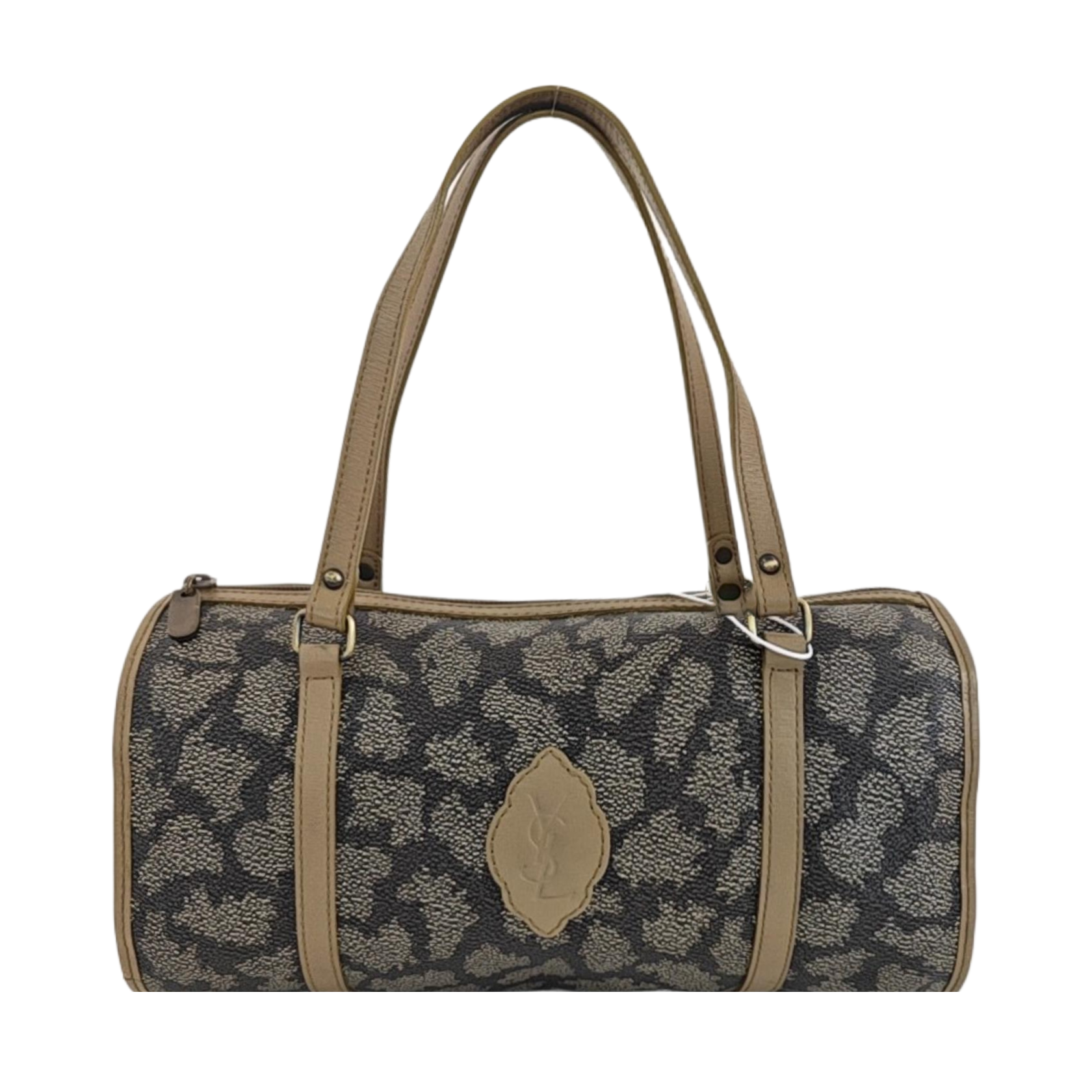 Coated Canvas Top Handle Bag Gray