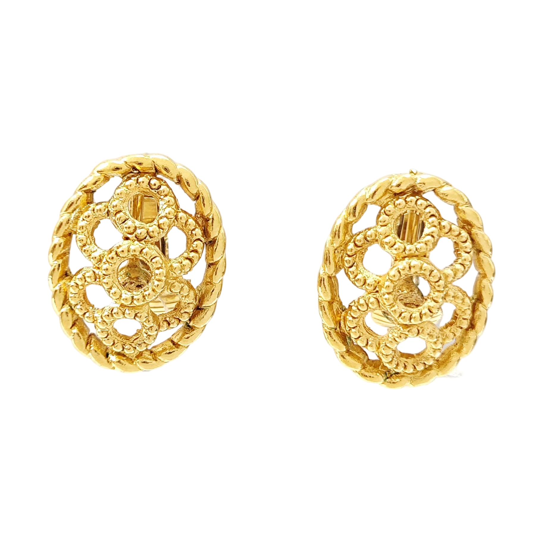 Twist Round Metal Gold Clip On Earrings