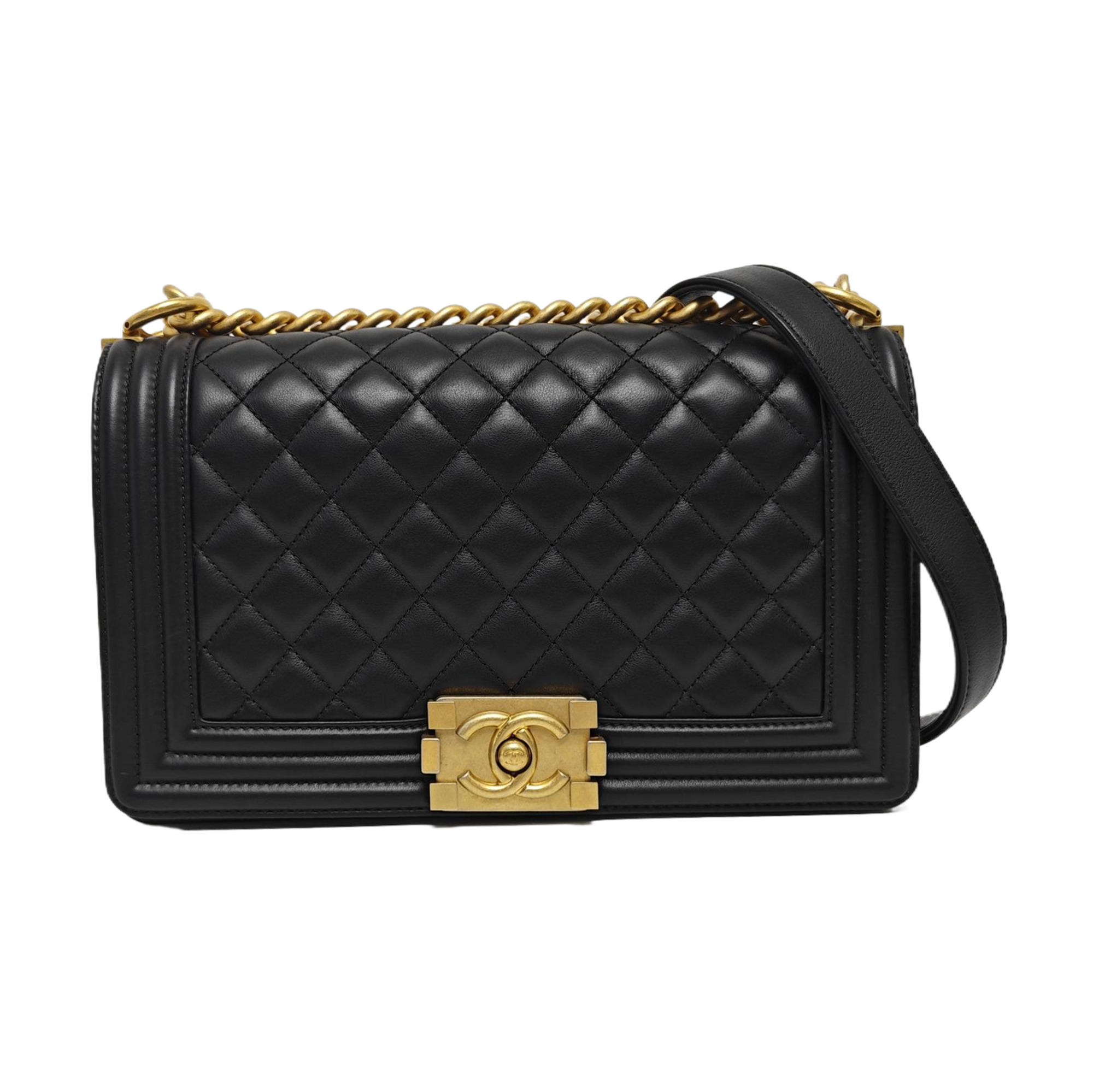 BOY CHANEL Medium Quilted Calfskin Black