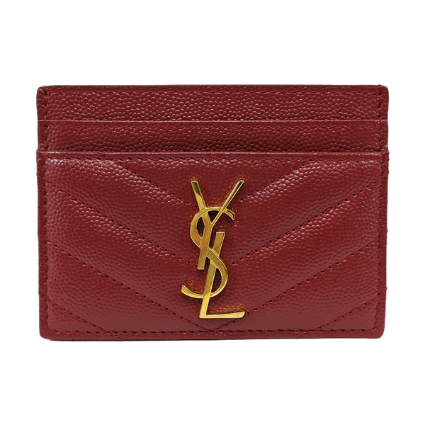 MONOGRAM Chevron Lambskin Red Card Holder