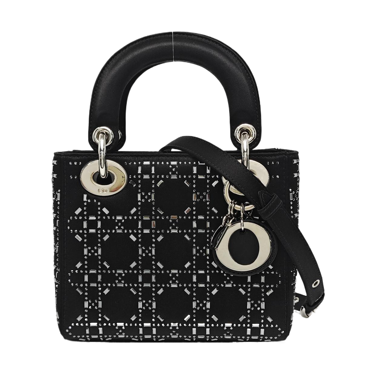 Authenticated pre-owned  Lady Dior Mini Silk Satin Blue - Tote Bag at Looply