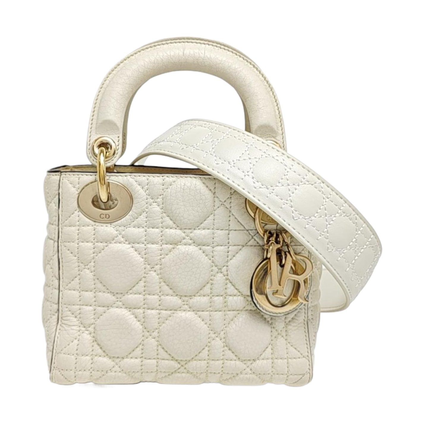 Lady Dior Mini Cannage Calfskin White