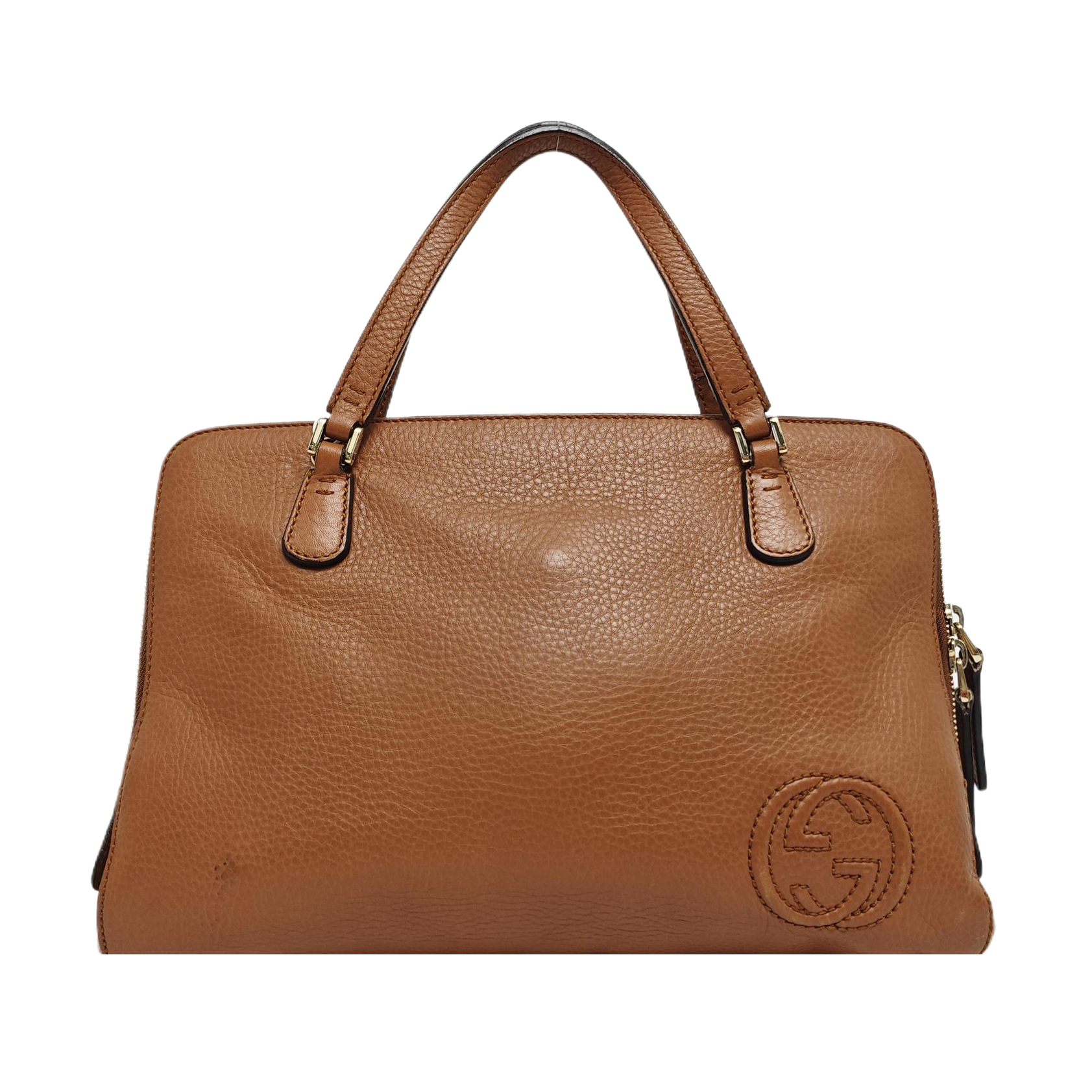 Calfskin Top Handle Bag Brown