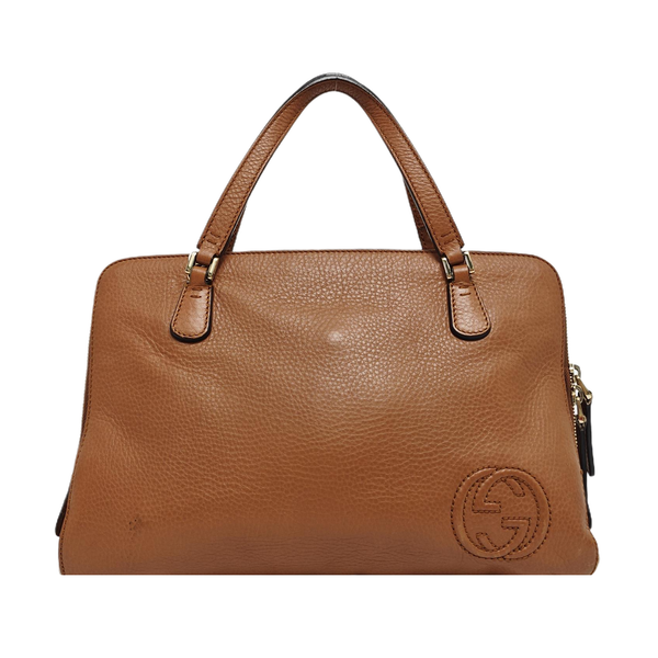 Calfskin Top Handle Bag Brown