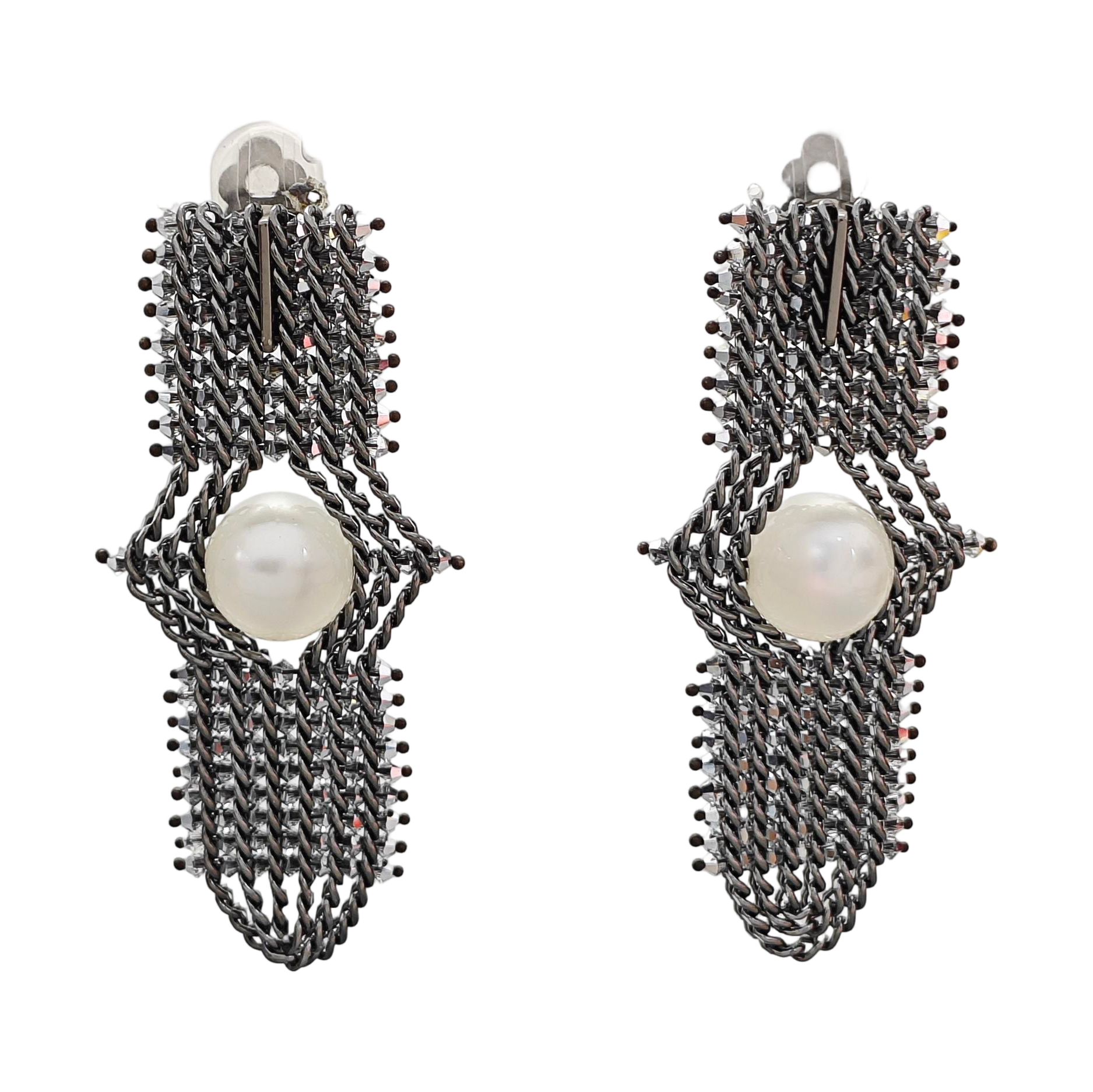 Metal Gray Clip On Earrings